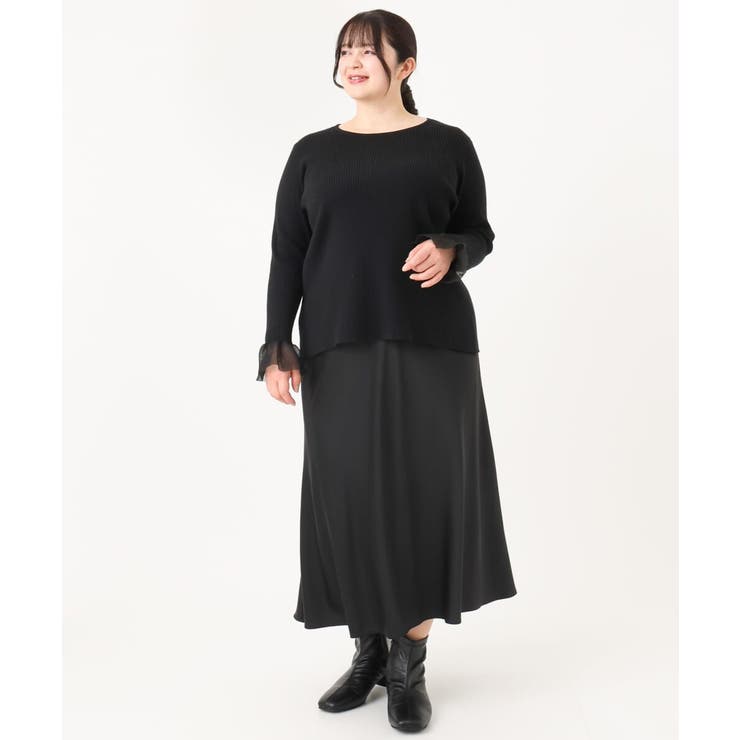 【大きいサイズ】フレアスリーブリブニット | eur3 | 詳細画像21 