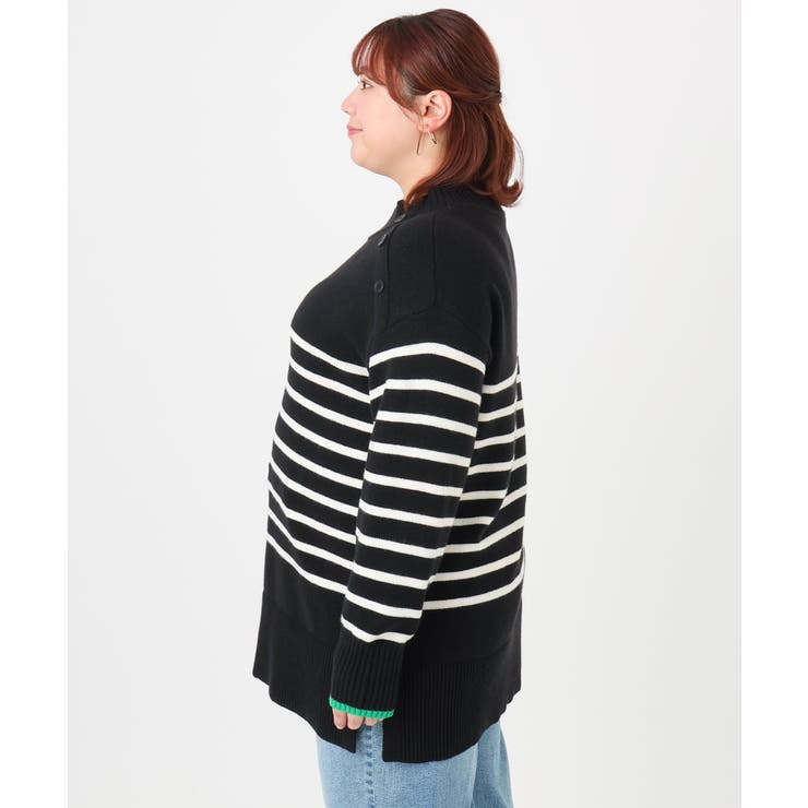 【大きいサイズ】パネルボーダー配色ラインニット | eur3 | 詳細画像11 