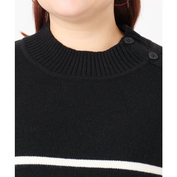 【大きいサイズ】パネルボーダー配色ラインニット | eur3 | 詳細画像13 