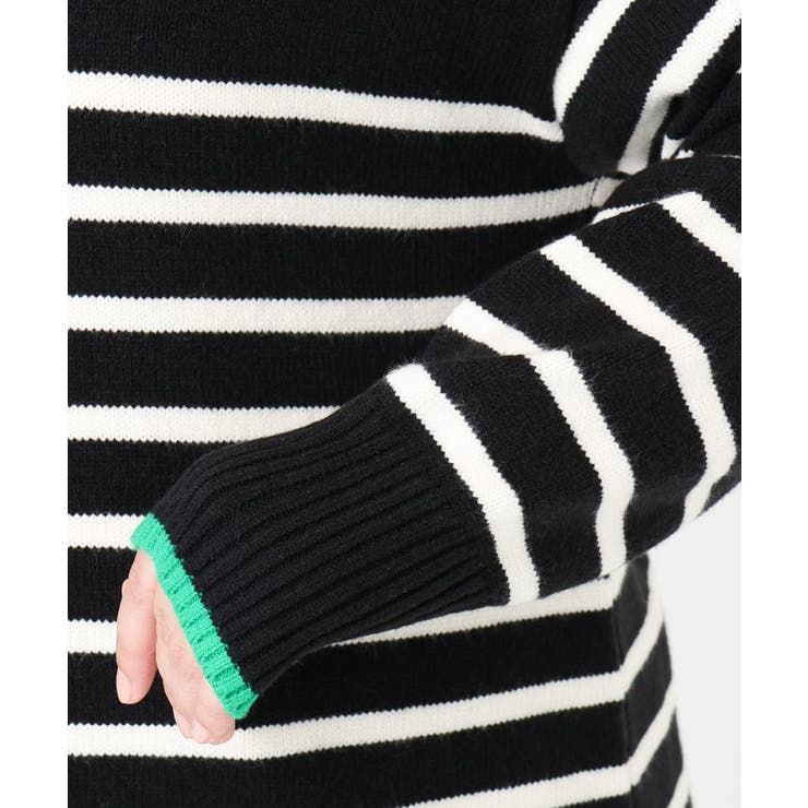 【大きいサイズ】パネルボーダー配色ラインニット | eur3 | 詳細画像14 