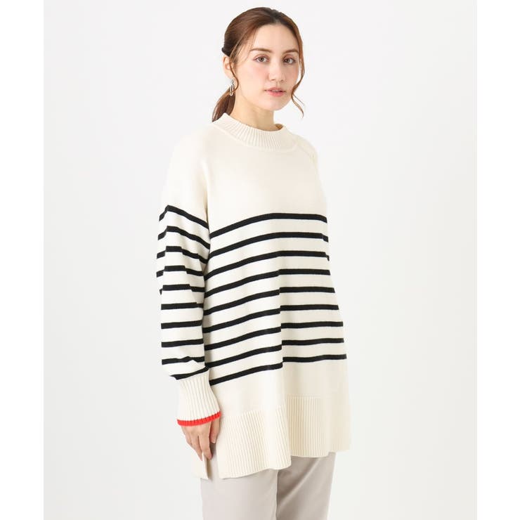 【大きいサイズ】パネルボーダー配色ラインニット | eur3 | 詳細画像2 