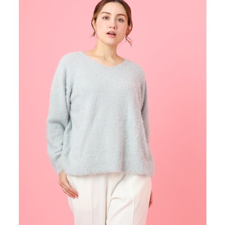 シルバー(96) | 【大きいサイズ】キラキラシャギーニット | eur3