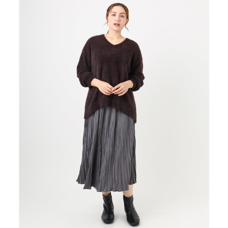 【大きいサイズ/a.v.v×eur3】フェザーヤーンVネックニット | eur3 | 詳細画像11 