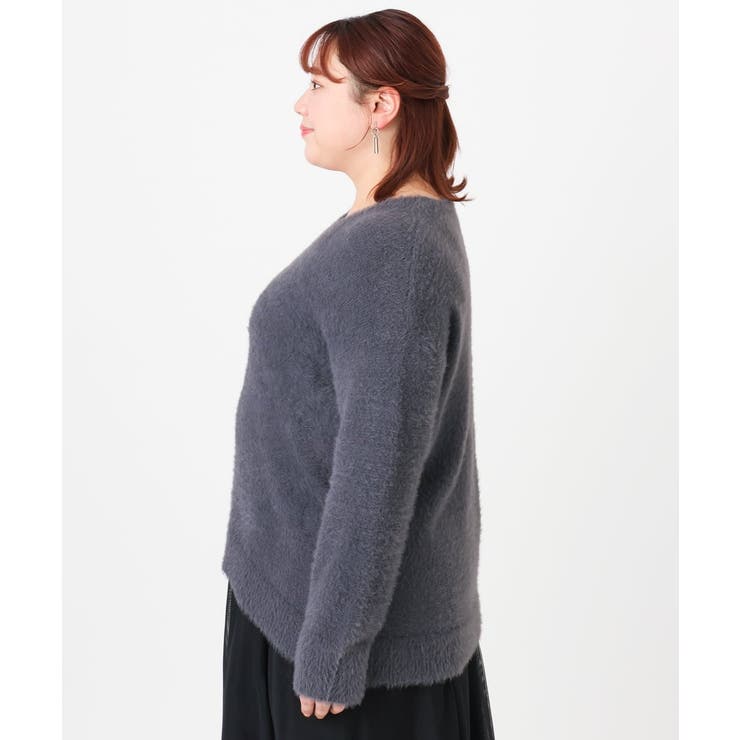 【大きいサイズ/a.v.v×eur3】フェザーヤーンVネックニット | eur3 | 詳細画像15 