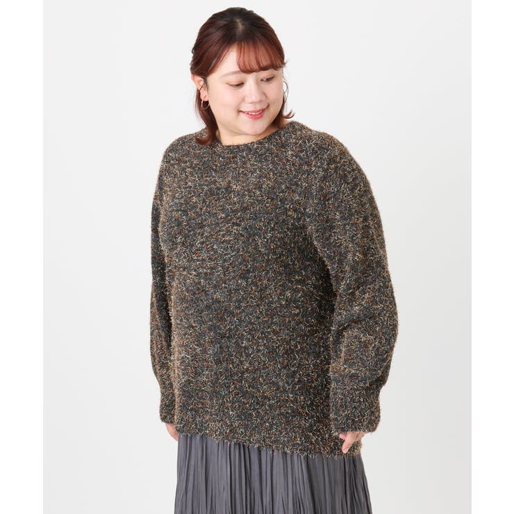 ダークグレー(93) | 【大きいサイズ】ミックスヤーンニット | eur3