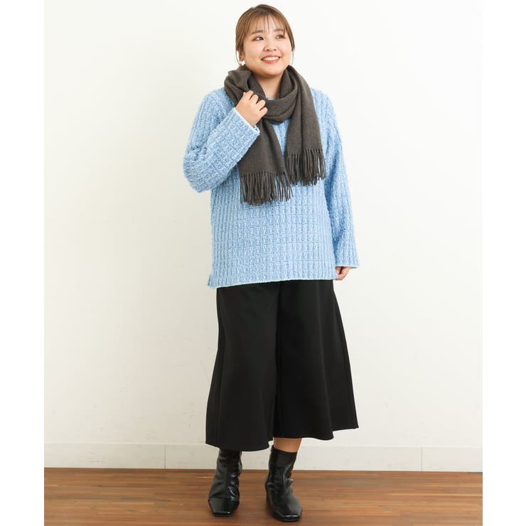 大きいサイズ】ツイードニット[品番：ITKW0010151]｜eur3