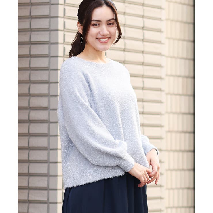 ライトブルー(50) | 【大きいサイズ】きらきらシャギーニット | eur3