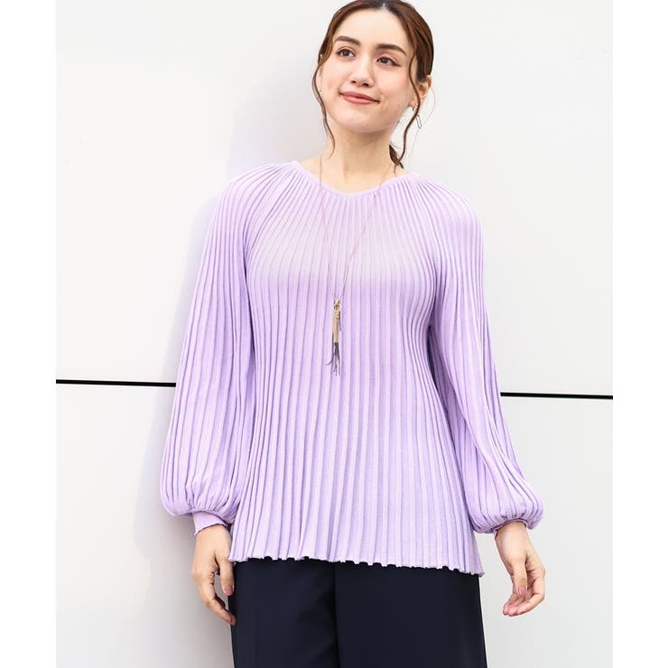 【大きいサイズ】パフスリーブプリーツ風ニット | eur3 | 詳細画像2 