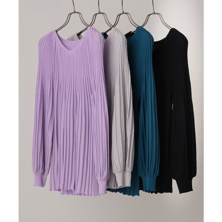 【大きいサイズ】パフスリーブプリーツ風ニット | eur3 | 詳細画像26 