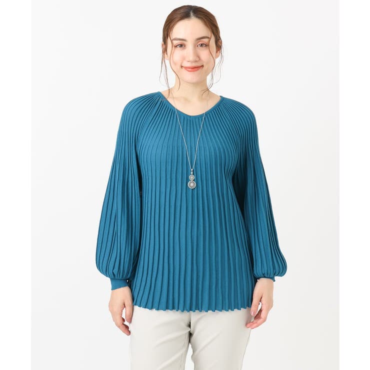 【大きいサイズ】パフスリーブプリーツ風ニット | eur3 | 詳細画像6 