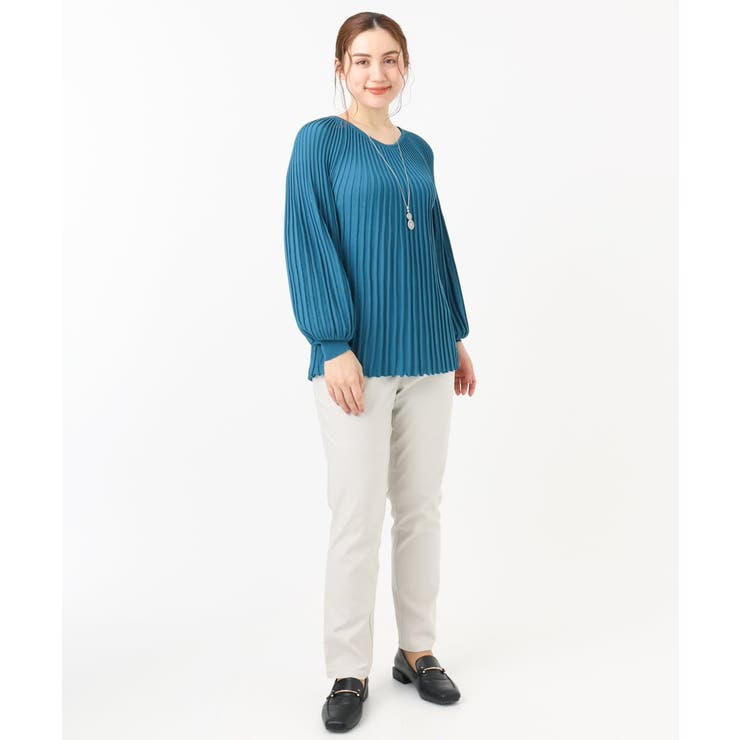 【大きいサイズ】パフスリーブプリーツ風ニット | eur3 | 詳細画像7 