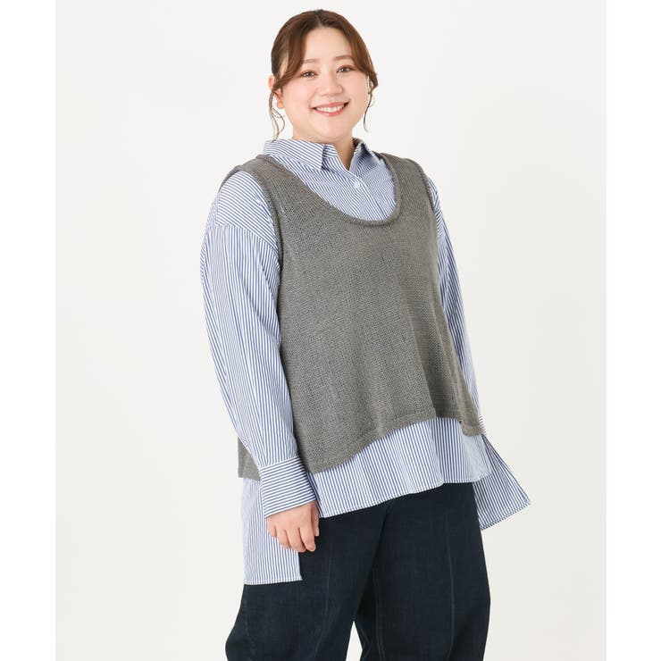 【大きいサイズ】テープヤーンニットベスト | eur3 | 詳細画像14 