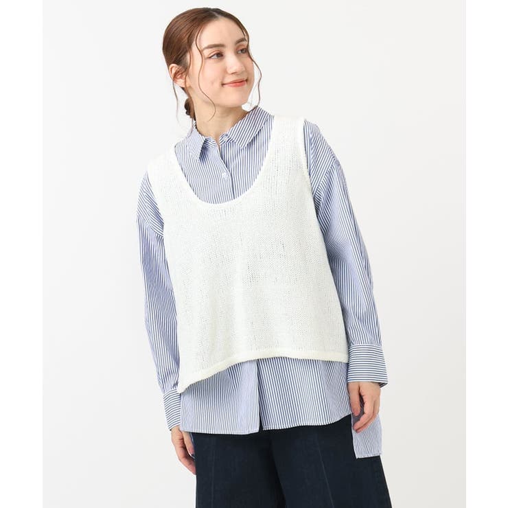 【大きいサイズ】テープヤーンニットベスト | eur3 | 詳細画像2 