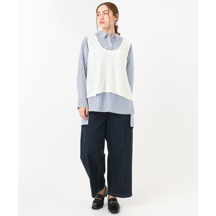 【大きいサイズ】テープヤーンニットベスト | eur3 | 詳細画像3 