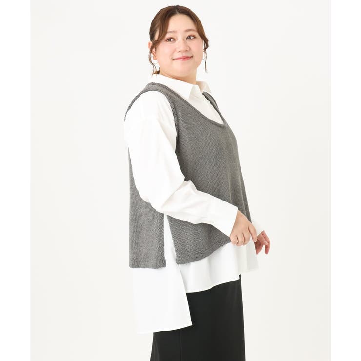 【大きいサイズ】テープヤーンニットベスト | eur3 | 詳細画像9 