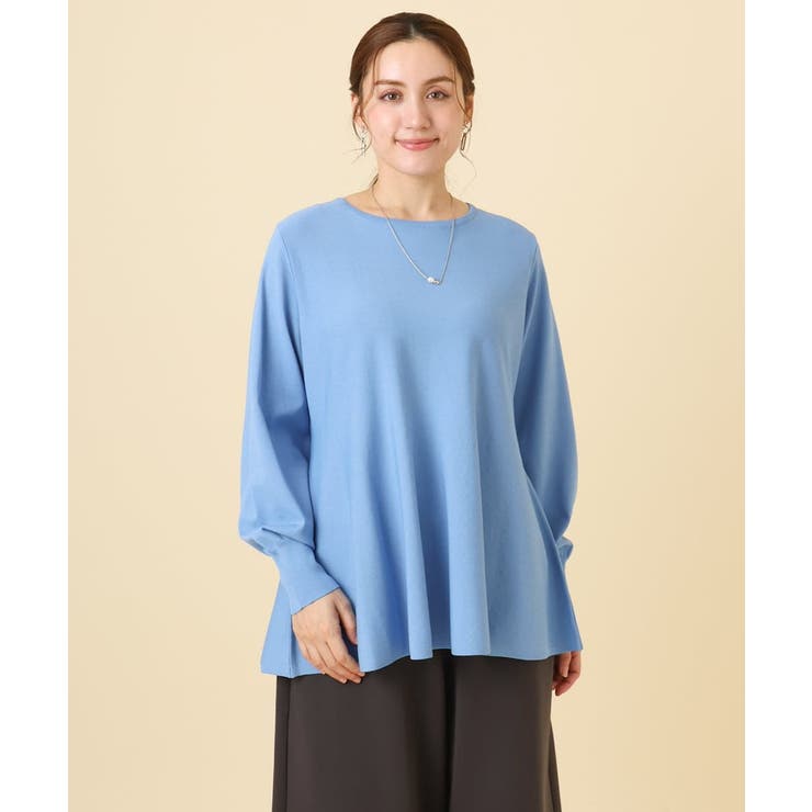 ライトブルー(50) | 【大きいサイズ】ペプラムニット | eur3