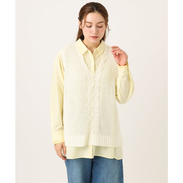 【大きいサイズ】テープヤーンニットベスト | eur3 | 詳細画像1 