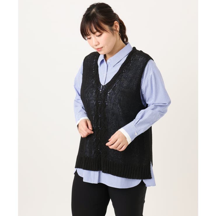 【大きいサイズ】テープヤーンニットベスト | eur3 | 詳細画像15 
