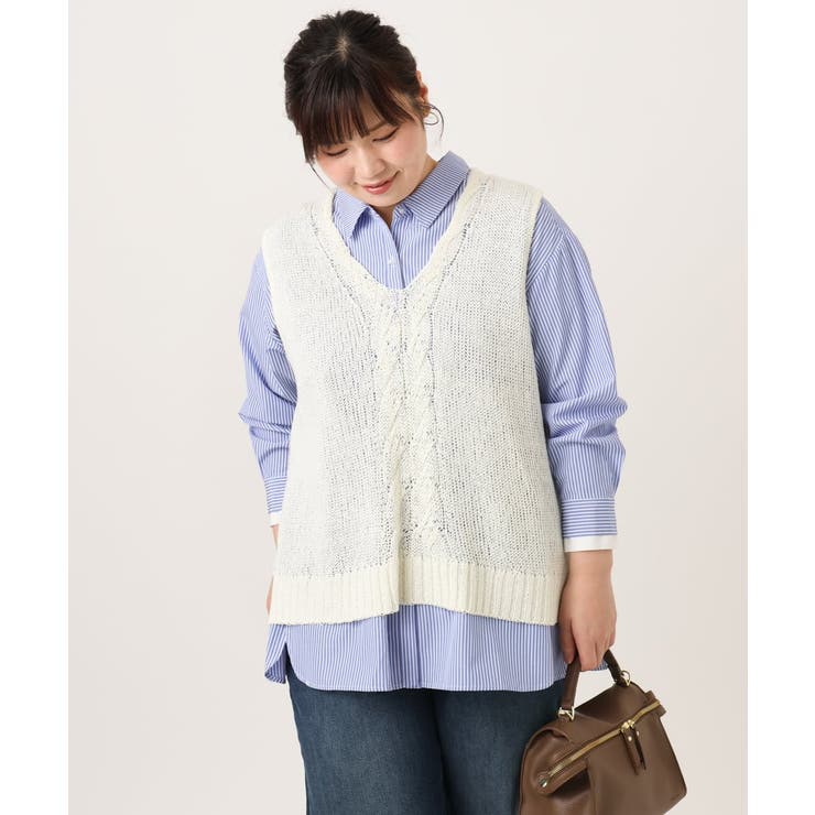 【大きいサイズ】テープヤーンニットベスト | eur3 | 詳細画像6 