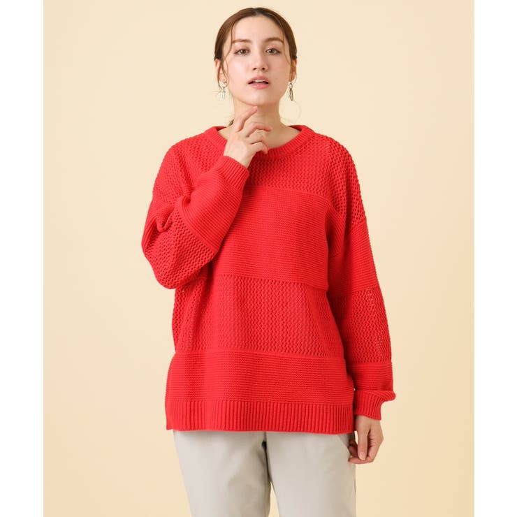 【大きいサイズ/a.v.v×eur3】メッシュニット | eur3 | 詳細画像2 