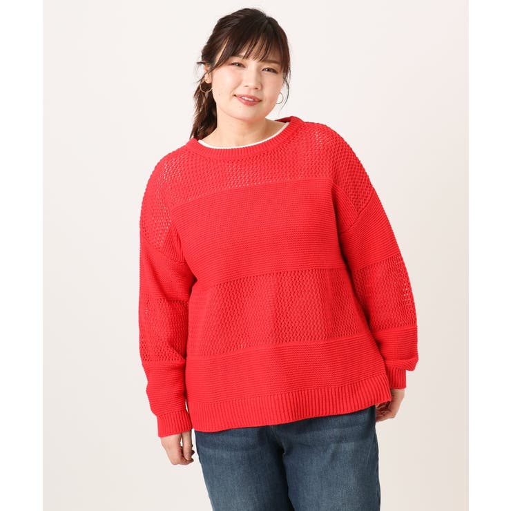 【大きいサイズ/a.v.v×eur3】メッシュニット | eur3 | 詳細画像6 