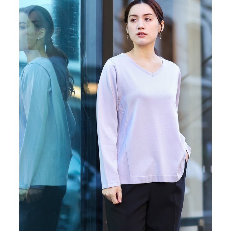 【大きいサイズ】ラメパネルリブニット | eur3 | 詳細画像1 