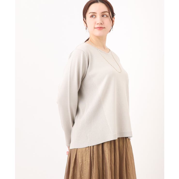 ライトグレー(91) | 【大きいサイズ】ラメパネルリブニット | eur3