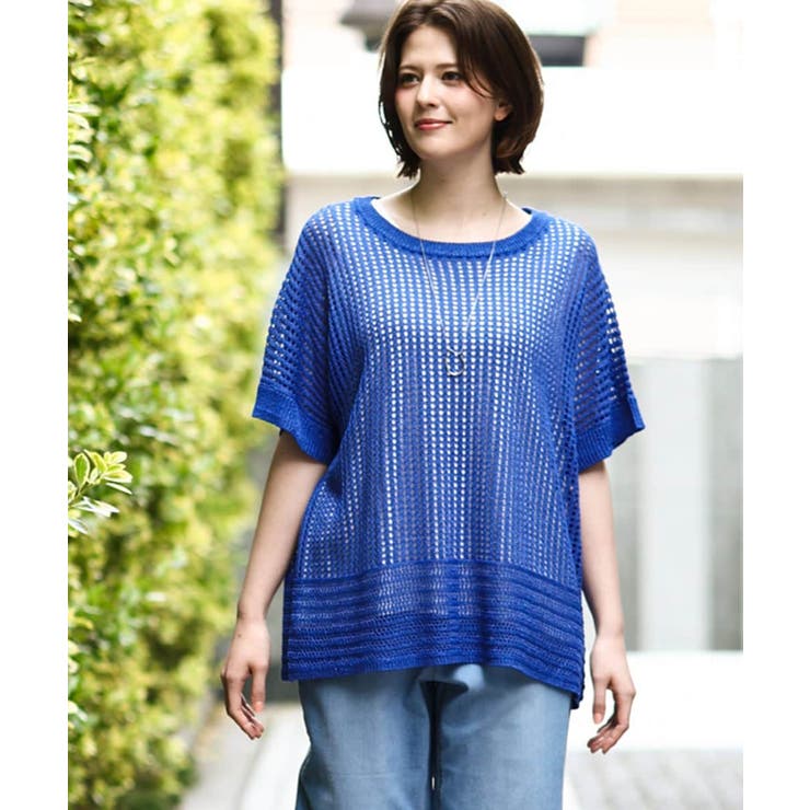 ブルー | 【大きいサイズ/a.v.v×eur3】メッシュラメニット | eur3