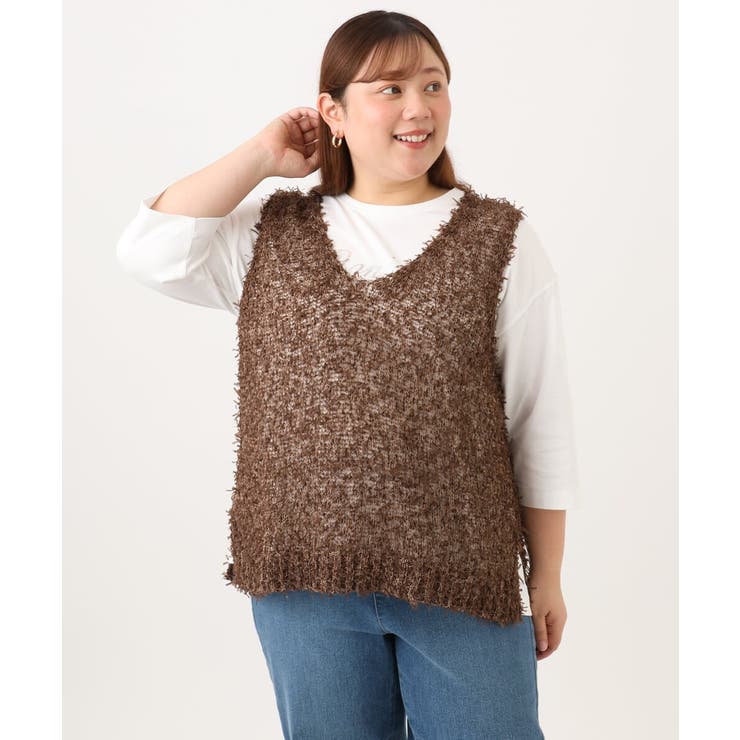 【WEB先行販売】【大きいサイズ】テープヤーンニットベスト | eur3 | 詳細画像10 