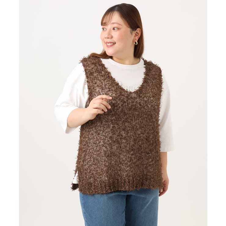 【WEB先行販売】【大きいサイズ】テープヤーンニットベスト | eur3 | 詳細画像11 