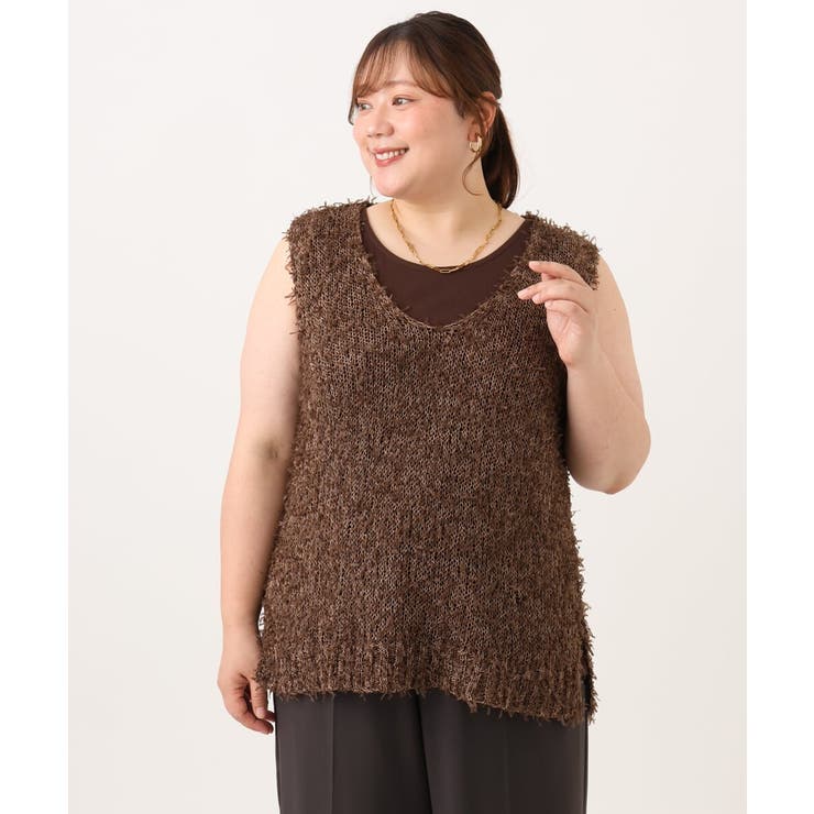【WEB先行販売】【大きいサイズ】テープヤーンニットベスト | eur3 | 詳細画像19 
