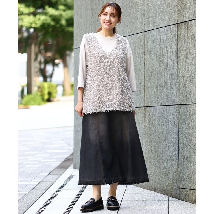 【WEB先行販売】【大きいサイズ】テープヤーンニットベスト | eur3 | 詳細画像2 