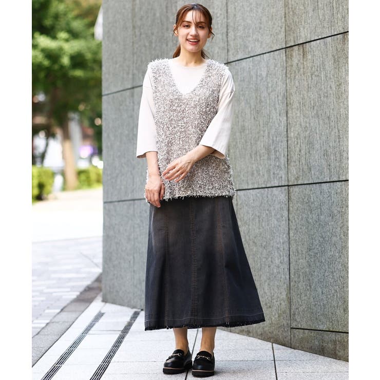 【WEB先行販売】【大きいサイズ】テープヤーンニットベスト | eur3 | 詳細画像3 
