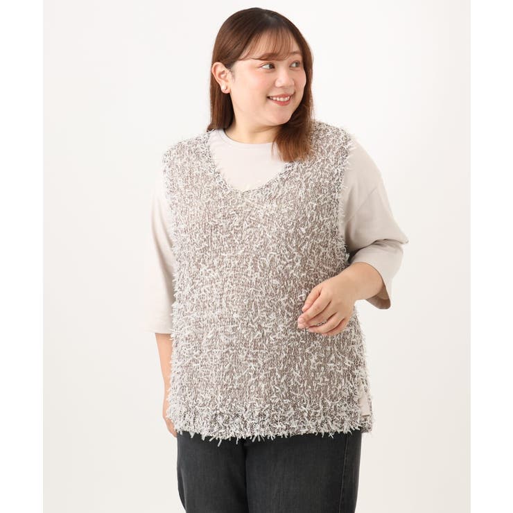 【WEB先行販売】【大きいサイズ】テープヤーンニットベスト | eur3 | 詳細画像5 