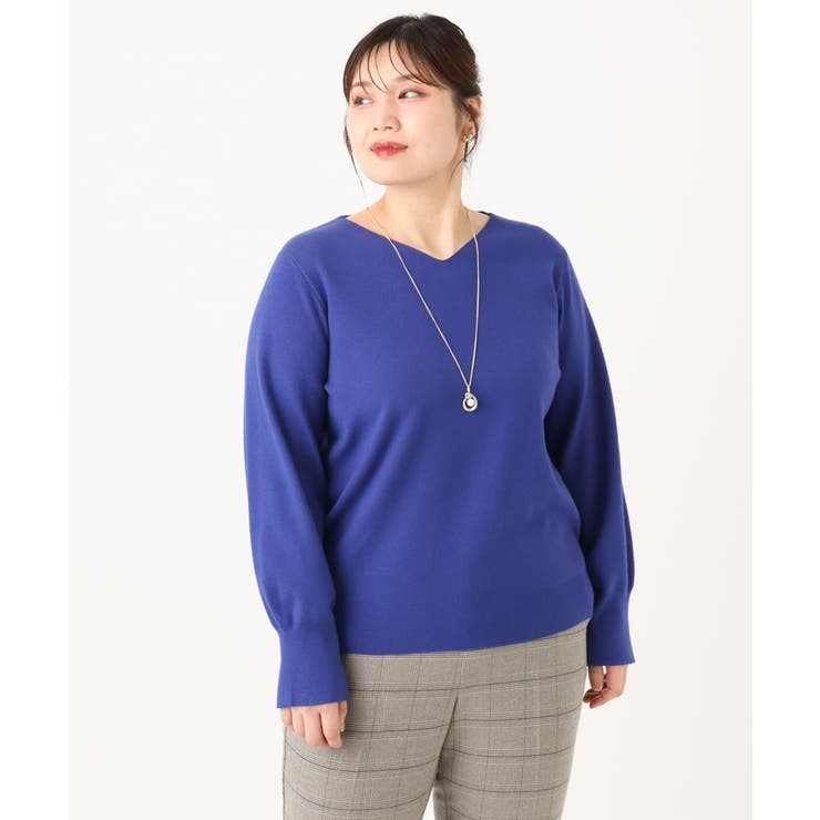 【大きいサイズ/新色追加】Vネックパフスリーブニット | eur3 | 詳細画像13 