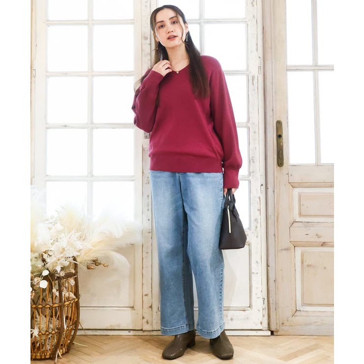 【大きいサイズ/新色追加】Vネックパフスリーブニット | eur3 | 詳細画像3 