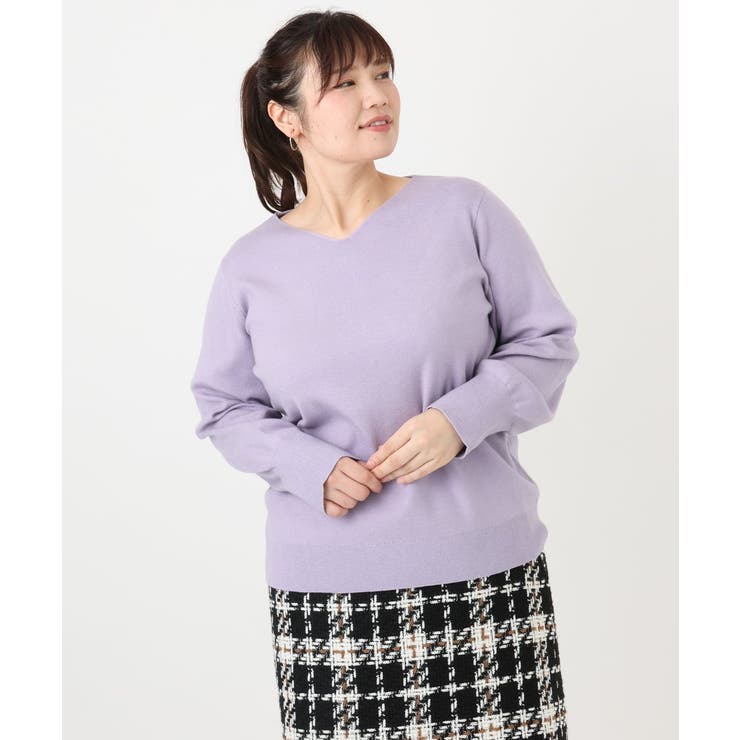 【大きいサイズ/新色追加】Vネックパフスリーブニット | eur3 | 詳細画像32 