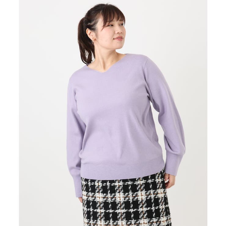 【大きいサイズ/新色追加】Vネックパフスリーブニット | eur3 | 詳細画像33 