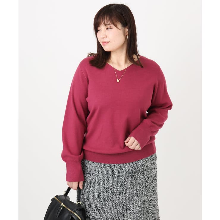 【大きいサイズ/新色追加】Vネックパフスリーブニット | eur3 | 詳細画像4 