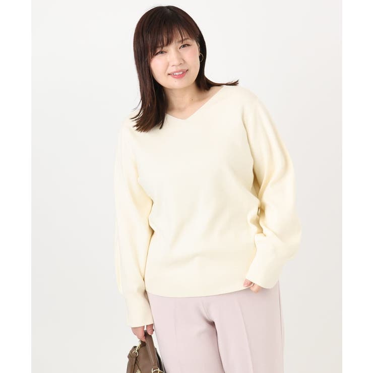 【大きいサイズ/新色追加】Vネックパフスリーブニット | eur3 | 詳細画像41 
