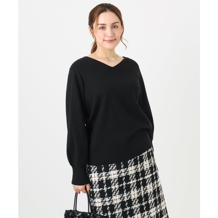 【大きいサイズ/新色追加】Vネックパフスリーブニット | eur3 | 詳細画像52 