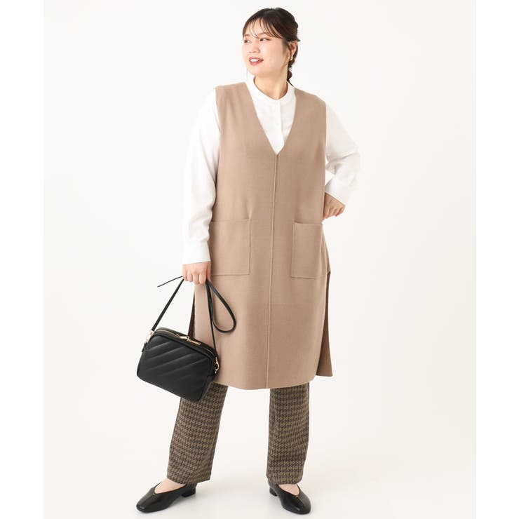 【大きいサイズ】Vネックロングニットベスト | eur3 | 詳細画像16 