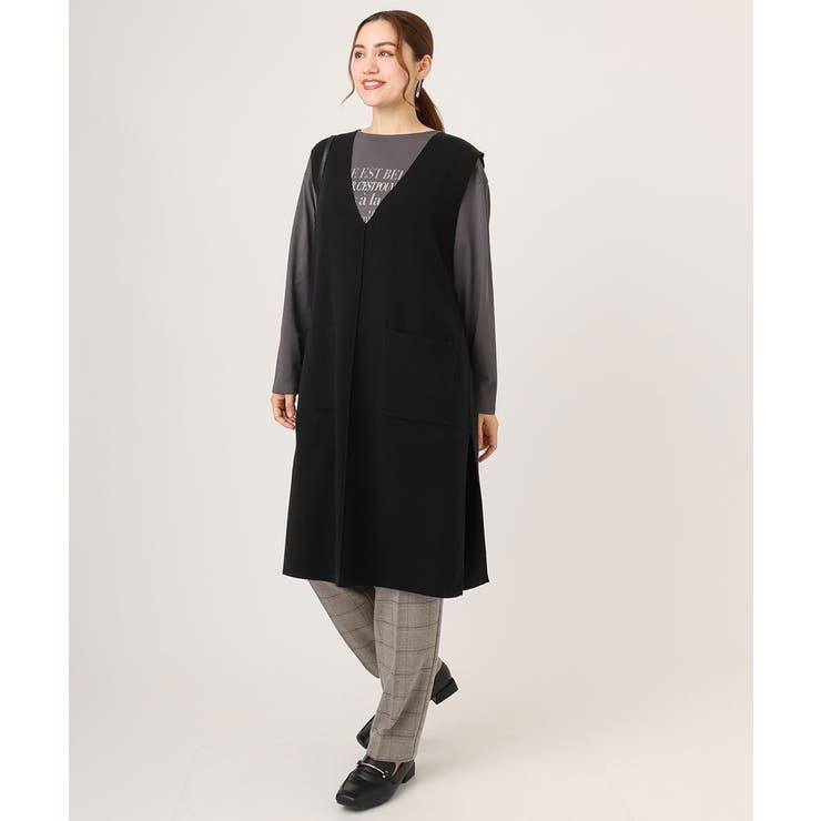 【大きいサイズ】Vネックロングニットベスト | eur3 | 詳細画像19 