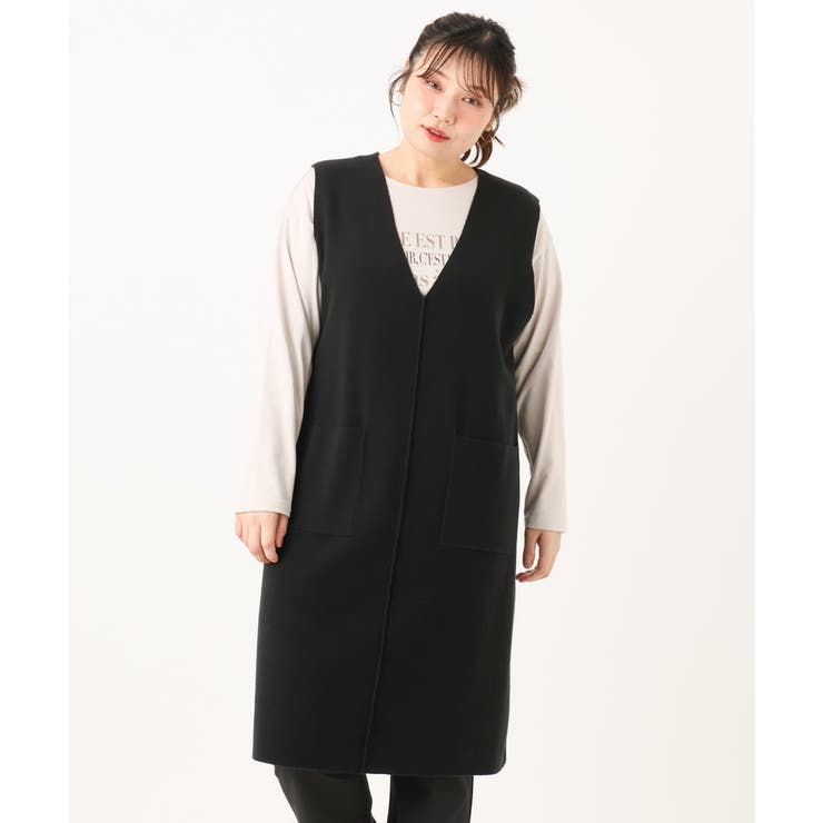 【大きいサイズ】Vネックロングニットベスト | eur3 | 詳細画像21 