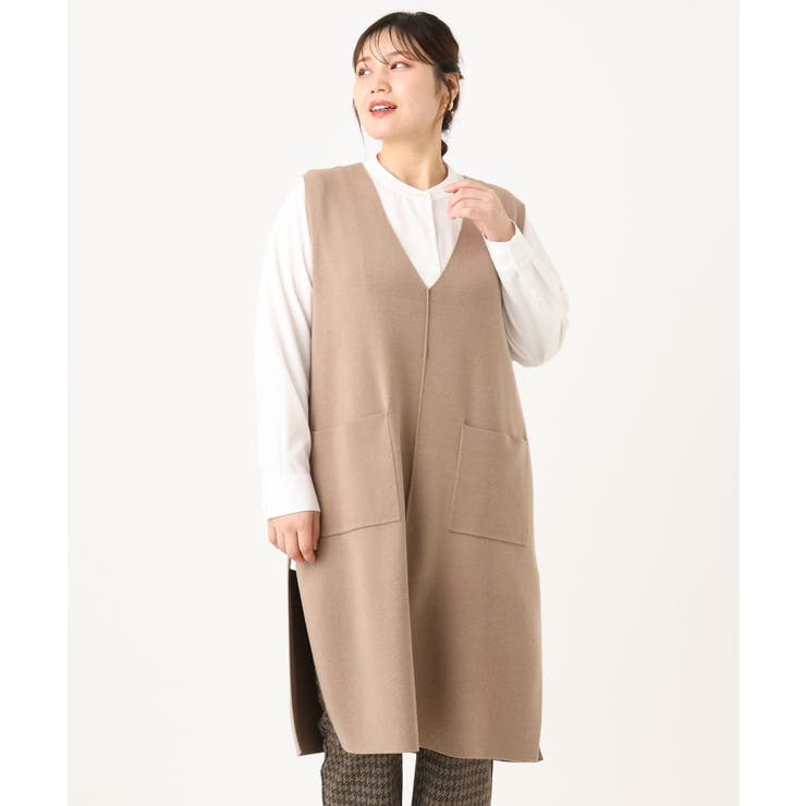 【大きいサイズ】Vネックロングニットベスト | eur3 | 詳細画像7 