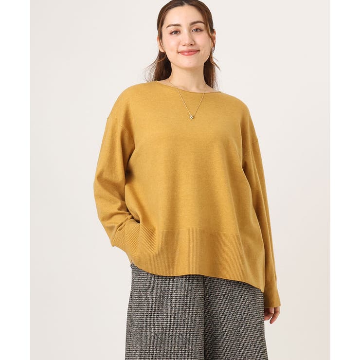 マスタード(26) | 【大きいサイズ】ボクシーシルエットニット | eur3
