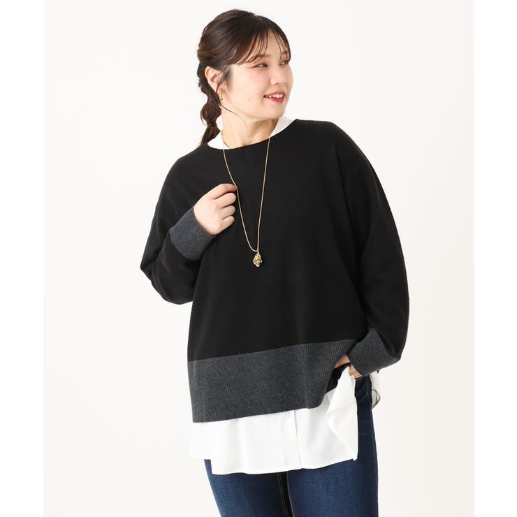 ブラック(94) | 【大きいサイズ】ボクシーシルエットニット | eur3
