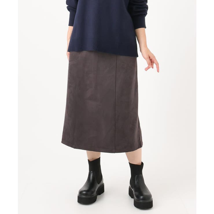 ダークグレー(93) | 【大きいサイズ/a.v.v×eur3】フェイクスエードタイトスカート | eur3