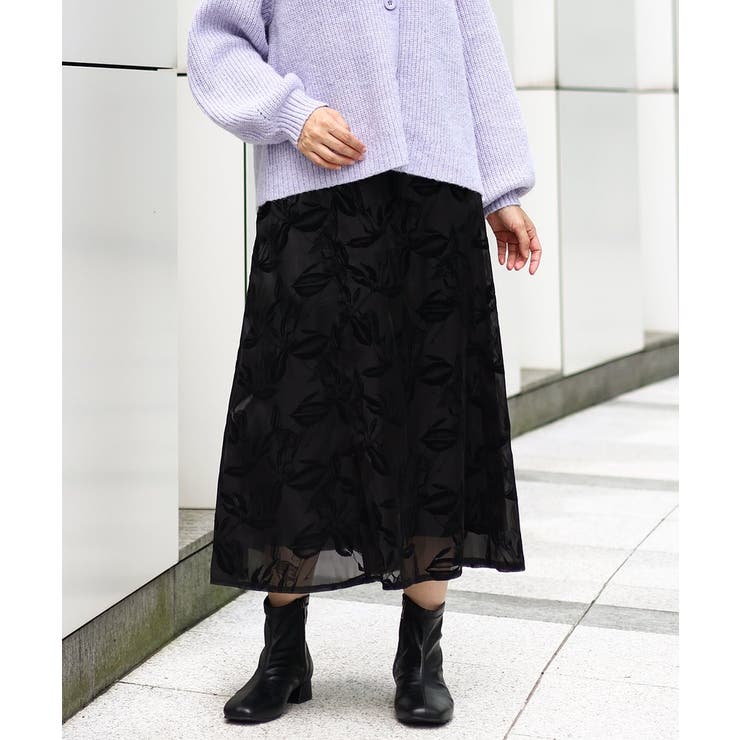 【大きいサイズ】オーガンジーフロッキープリントスカート | eur3 | 詳細画像17 