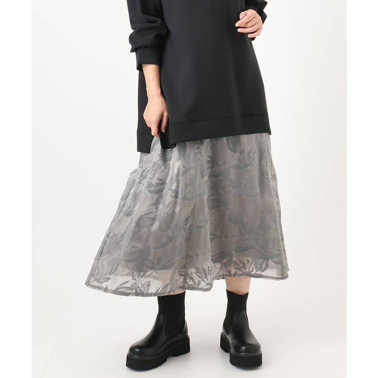 【大きいサイズ】オーガンジーフロッキープリントスカート | eur3 | 詳細画像2 